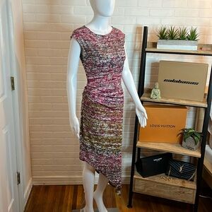 BCBGMAXAZRIA ASYMMETRICAL MIDI DRESS XS